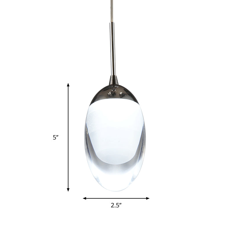 Acrylic Shade Droplet Hanging Light Modern 1 Light Suspension Pendant in Warm/White Light for Dining Room Clearhalo 'Ceiling Lights' 'Glass shade' 'Glass' 'Modern Pendants' 'Modern' 'Pendant Lights' 'Pendants' Lighting' 769103