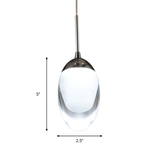 Acrylic Shade Droplet Hanging Light Modern 1 Light Suspension Pendant in Warm/White Light for Dining Room Clearhalo 'Ceiling Lights' 'Glass shade' 'Glass' 'Modern Pendants' 'Modern' 'Pendant Lights' 'Pendants' Lighting' 769103