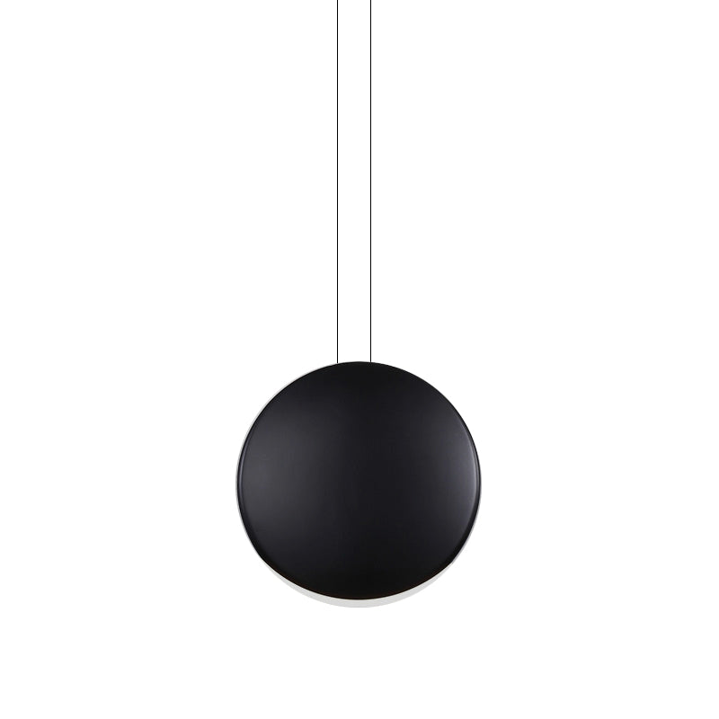 6"/8" Wide Round Pendant Ceiling Light Nordic Metal LED Black/White/Grey Hanging Lamp in Warm/White Light Clearhalo 'Ceiling Lights' 'Modern Pendants' 'Modern' 'Pendant Lights' 'Pendants' Lighting' 769114