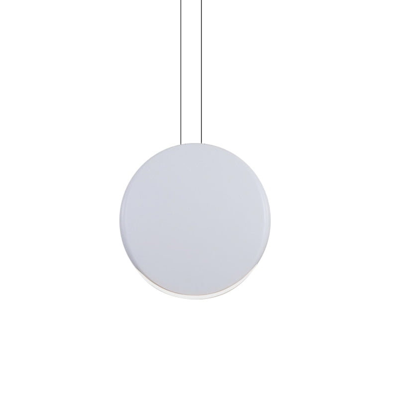 6"/8" Wide Round Pendant Ceiling Light Nordic Metal LED Black/White/Grey Hanging Lamp in Warm/White Light Clearhalo 'Ceiling Lights' 'Modern Pendants' 'Modern' 'Pendant Lights' 'Pendants' Lighting' 769124