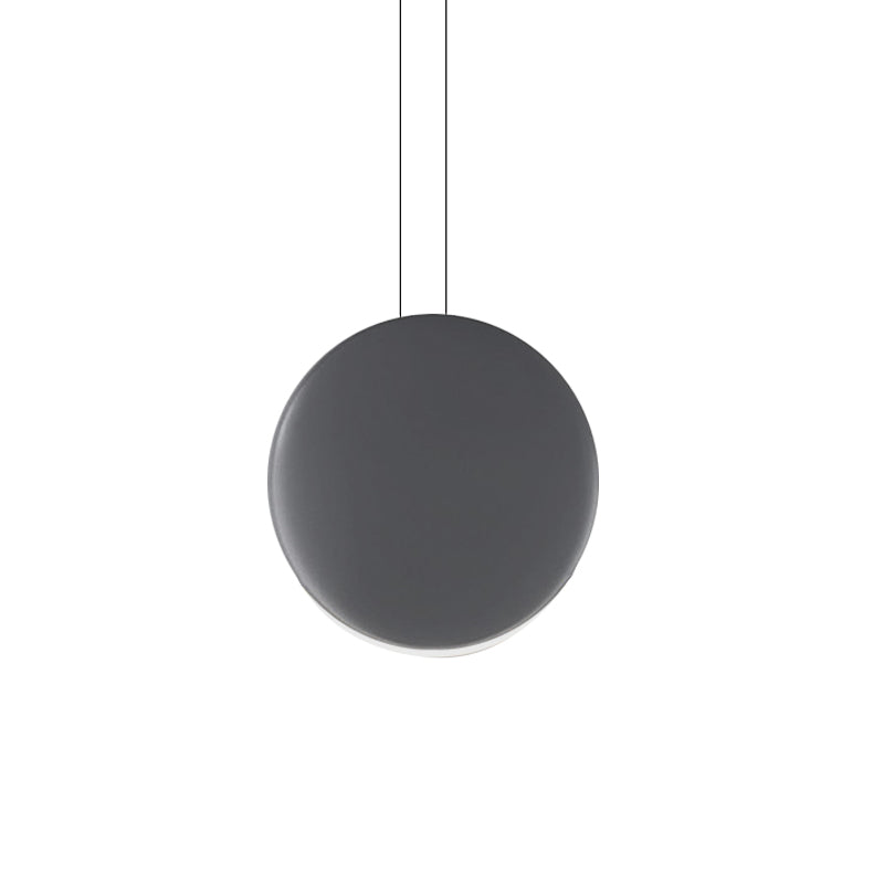 6"/8" Wide Round Pendant Ceiling Light Nordic Metal LED Black/White/Grey Hanging Lamp in Warm/White Light Clearhalo 'Ceiling Lights' 'Modern Pendants' 'Modern' 'Pendant Lights' 'Pendants' Lighting' 769128