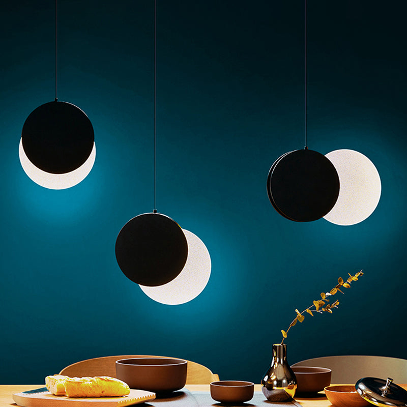 Post Modern LED Pendant Hanging Lamp Black/White Rotatable Crescent Drop Light with Acrylic Shade in Warm/White Light, 7"/11"W Clearhalo 'Ceiling Lights' 'Modern Pendants' 'Modern' 'Pendant Lights' 'Pendants' Lighting' 769133