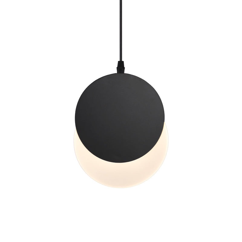 Post Modern LED Pendant Hanging Lamp Black/White Rotatable Crescent Drop Light with Acrylic Shade in Warm/White Light, 7"/11"W Clearhalo 'Ceiling Lights' 'Modern Pendants' 'Modern' 'Pendant Lights' 'Pendants' Lighting' 769135