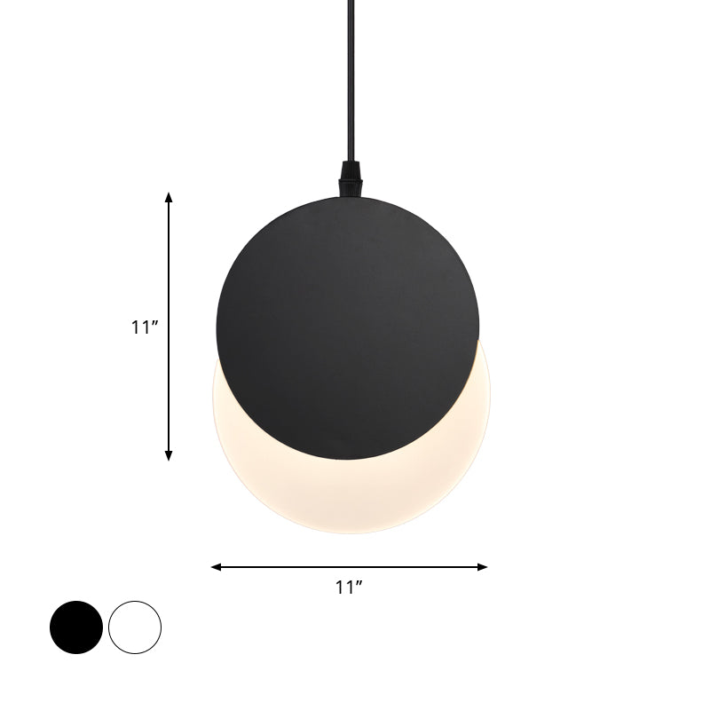 Post Modern LED Pendant Hanging Lamp Black/White Rotatable Crescent Drop Light with Acrylic Shade in Warm/White Light, 7"/11"W Clearhalo 'Ceiling Lights' 'Modern Pendants' 'Modern' 'Pendant Lights' 'Pendants' Lighting' 769137