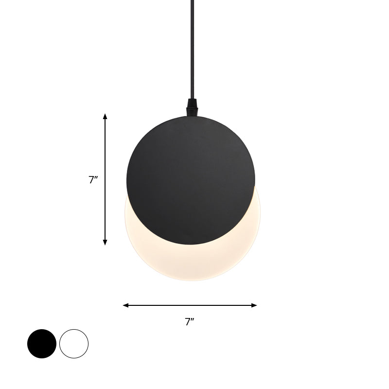 Post Modern LED Pendant Hanging Lamp Black/White Rotatable Crescent Drop Light with Acrylic Shade in Warm/White Light, 7"/11"W Clearhalo 'Ceiling Lights' 'Modern Pendants' 'Modern' 'Pendant Lights' 'Pendants' Lighting' 769138