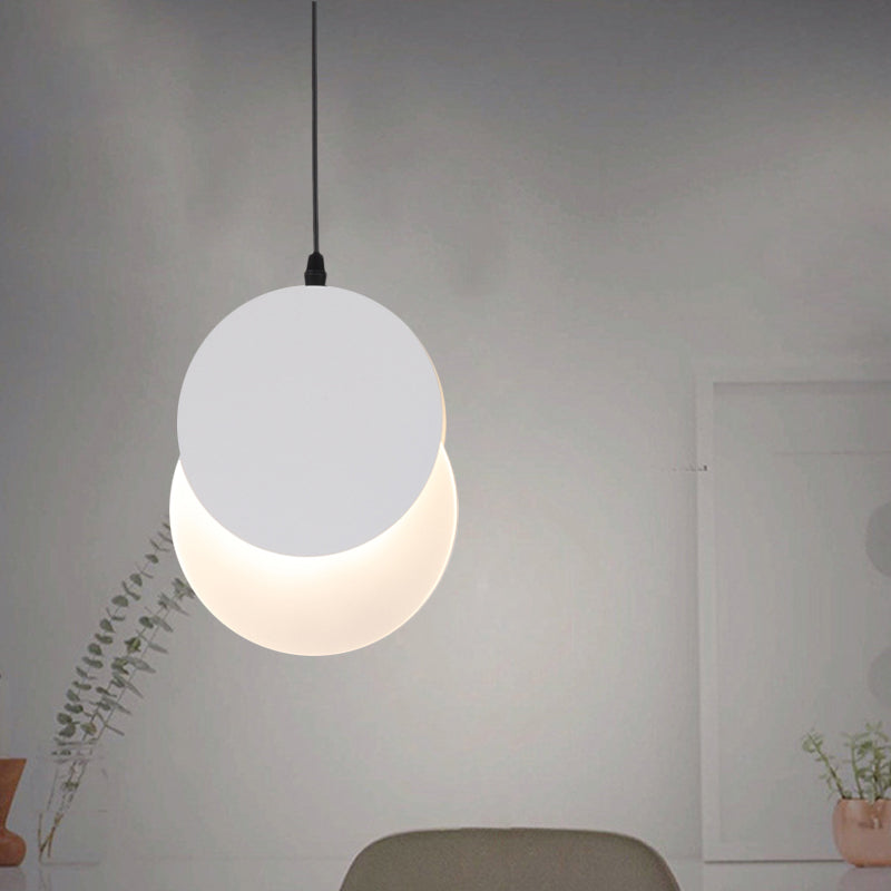 Post Modern LED Pendant Hanging Lamp Black/White Rotatable Crescent Drop Light with Acrylic Shade in Warm/White Light, 7"/11"W Clearhalo 'Ceiling Lights' 'Modern Pendants' 'Modern' 'Pendant Lights' 'Pendants' Lighting' 769140