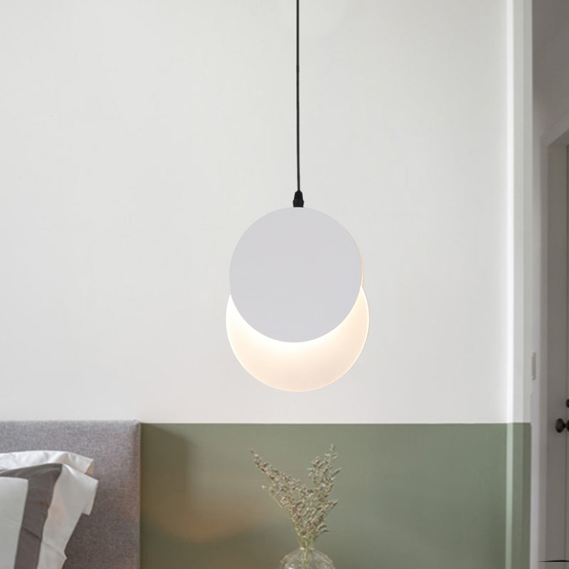 Post Modern LED Pendant Hanging Lamp Black/White Rotatable Crescent Drop Light with Acrylic Shade in Warm/White Light, 7"/11"W Clearhalo 'Ceiling Lights' 'Modern Pendants' 'Modern' 'Pendant Lights' 'Pendants' Lighting' 769141