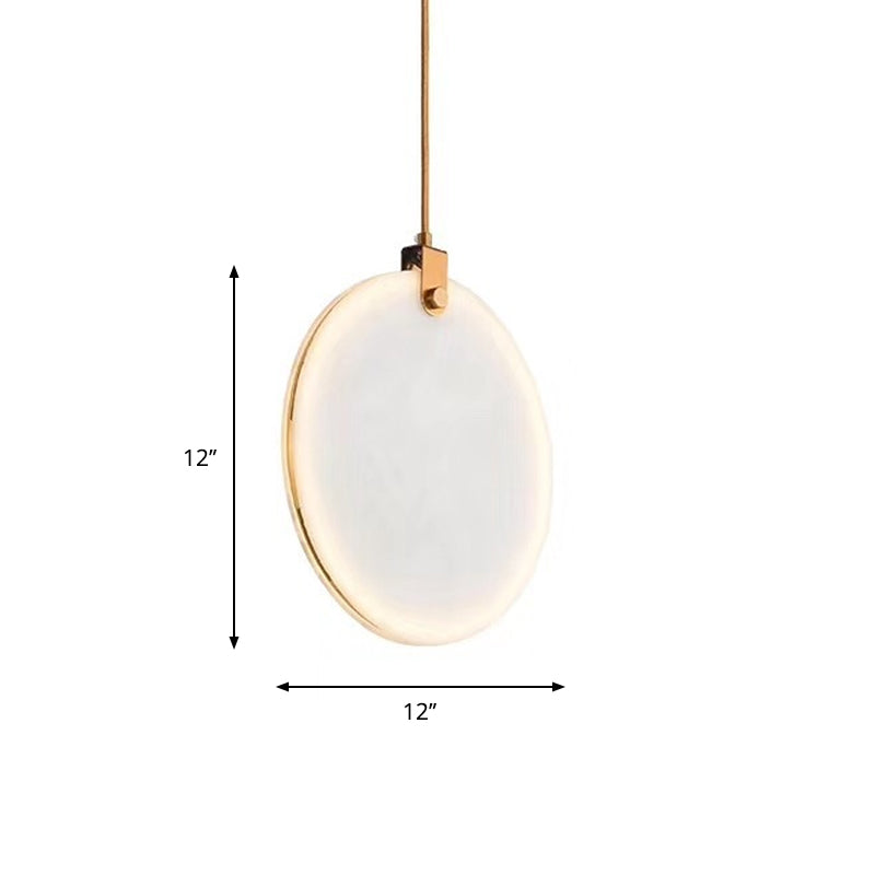 8"/10"/12" Wide White Glass Round Pendant Lamp Post-Modern Led Hanging Light Fixture in White/Warm Light Clearhalo 'Ceiling Lights' 'Glass shade' 'Glass' 'Modern Pendants' 'Modern' 'Pendant Lights' 'Pendants' Lighting' 769148