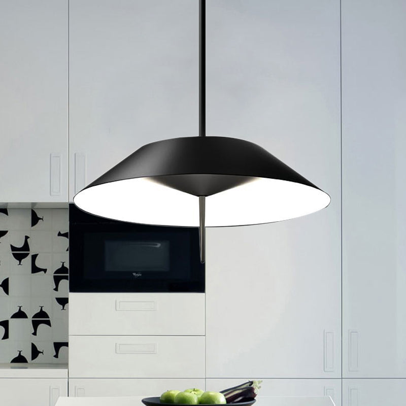 Black/White/Gold Half Conical Hanging Pendant Light Simple LED Iron Suspension Light in Warm/White Light Black Clearhalo 'Ceiling Lights' 'Modern Pendants' 'Modern' 'Pendant Lights' 'Pendants' Lighting' 769171