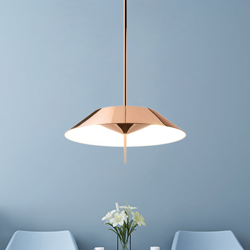 Black/White/Gold Half Conical Hanging Pendant Light Simple LED Iron Suspension Light in Warm/White Light Rose Gold Clearhalo 'Ceiling Lights' 'Modern Pendants' 'Modern' 'Pendant Lights' 'Pendants' Lighting' 769184