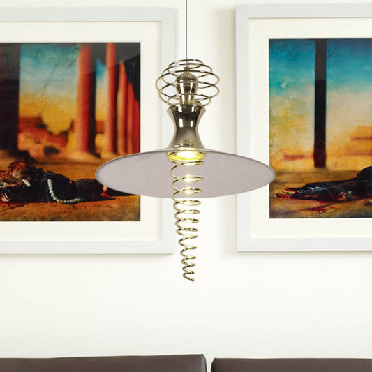 Spiral Hanging Lamp with Flared Shade Modern Creative Metal Modern 1 Light Chrome/Gold Living Room Pendant Light Chrome Clearhalo 'Ceiling Lights' 'Modern Pendants' 'Modern' 'Pendant Lights' 'Pendants' Lighting' 769188