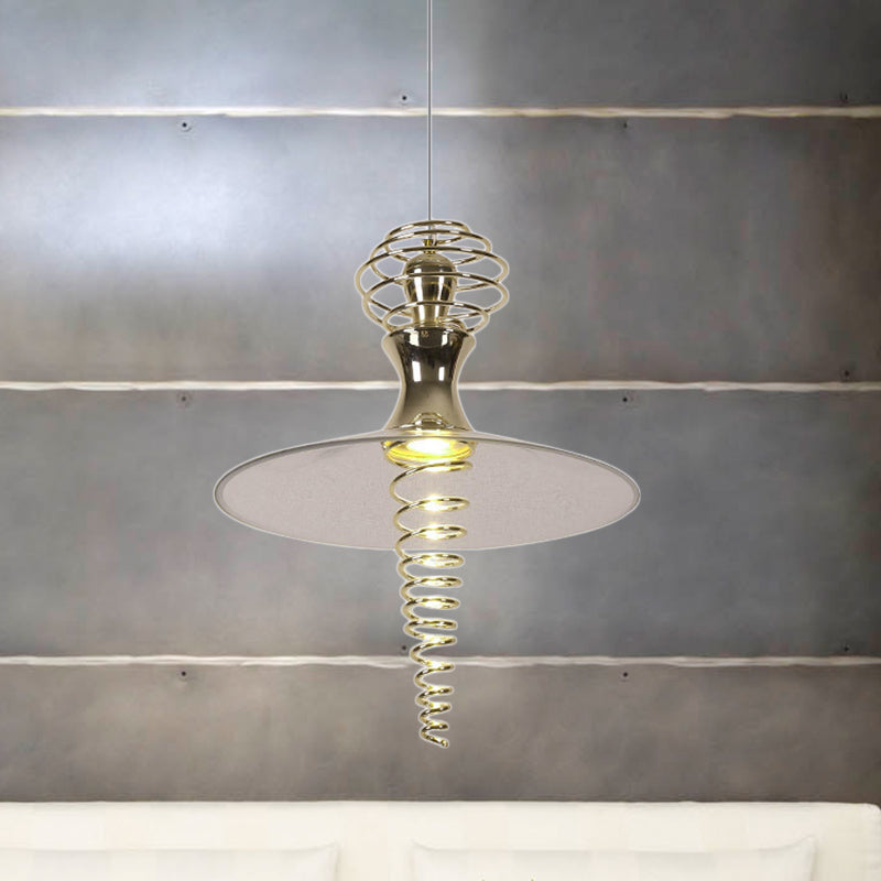 Spiral Hanging Lamp with Flared Shade Modern Creative Metal Modern 1 Light Chrome/Gold Living Room Pendant Light Clearhalo 'Ceiling Lights' 'Modern Pendants' 'Modern' 'Pendant Lights' 'Pendants' Lighting' 769190