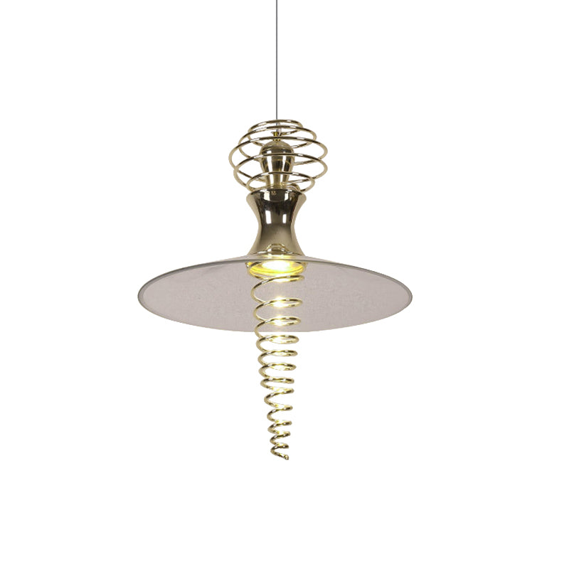 Spiral Hanging Lamp with Flared Shade Modern Creative Metal Modern 1 Light Chrome/Gold Living Room Pendant Light Clearhalo 'Ceiling Lights' 'Modern Pendants' 'Modern' 'Pendant Lights' 'Pendants' Lighting' 769191