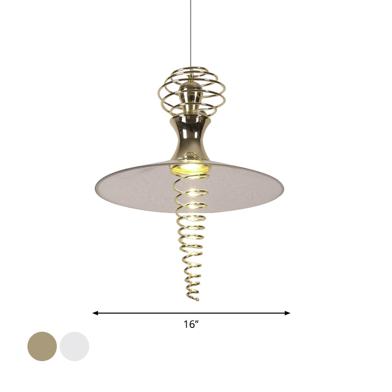 Spiral Hanging Lamp with Flared Shade Modern Creative Metal Modern 1 Light Chrome/Gold Living Room Pendant Light Clearhalo 'Ceiling Lights' 'Modern Pendants' 'Modern' 'Pendant Lights' 'Pendants' Lighting' 769192