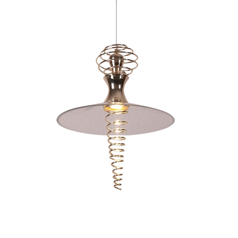 Spiral Hanging Lamp with Flared Shade Modern Creative Metal Modern 1 Light Chrome/Gold Living Room Pendant Light Clearhalo 'Ceiling Lights' 'Modern Pendants' 'Modern' 'Pendant Lights' 'Pendants' Lighting' 769196