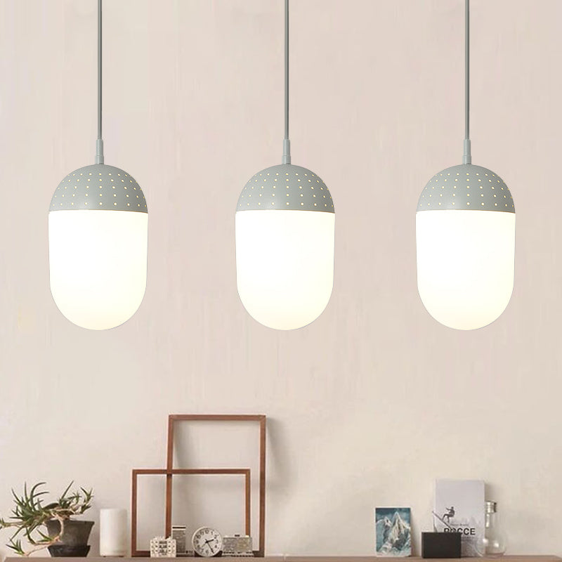 Globe/Ellipse Suspension Light with Opal White Glass Shade Metal Nordic 1 Light Black/White/Pink Hanging Pendant Light for Bedroom Clearhalo 'Ceiling Lights' 'Modern Pendants' 'Modern' 'Pendant Lights' 'Pendants' Lighting' 769199