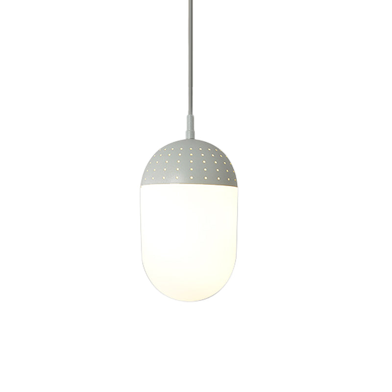 Globe/Ellipse Suspension Light with Opal White Glass Shade Metal Nordic 1 Light Black/White/Pink Hanging Pendant Light for Bedroom Clearhalo 'Ceiling Lights' 'Modern Pendants' 'Modern' 'Pendant Lights' 'Pendants' Lighting' 769200