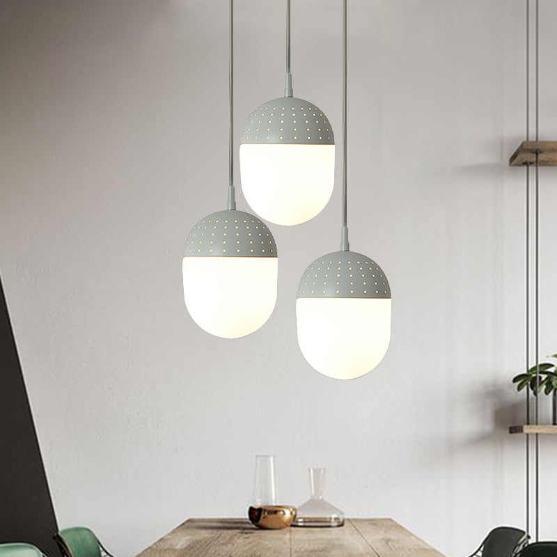 Globe/Ellipse Suspension Light with Opal White Glass Shade Metal Nordic 1 Light Black/White/Pink Hanging Pendant Light for Bedroom Clearhalo 'Ceiling Lights' 'Modern Pendants' 'Modern' 'Pendant Lights' 'Pendants' Lighting' 769203