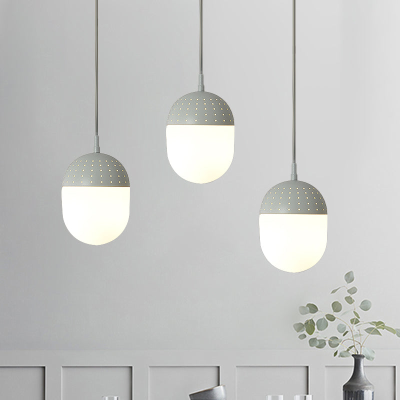 Globe/Ellipse Suspension Light with Opal White Glass Shade Metal Nordic 1 Light Black/White/Pink Hanging Pendant Light for Bedroom Clearhalo 'Ceiling Lights' 'Modern Pendants' 'Modern' 'Pendant Lights' 'Pendants' Lighting' 769204