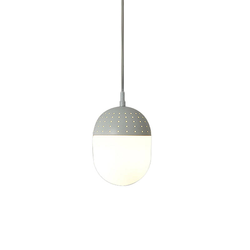 Globe/Ellipse Suspension Light with Opal White Glass Shade Metal Nordic 1 Light Black/White/Pink Hanging Pendant Light for Bedroom Clearhalo 'Ceiling Lights' 'Modern Pendants' 'Modern' 'Pendant Lights' 'Pendants' Lighting' 769205