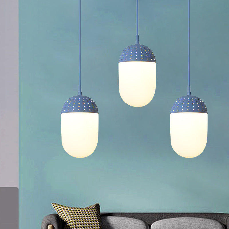 Globe/Ellipse Suspension Light with Opal White Glass Shade Metal Nordic 1 Light Black/White/Pink Hanging Pendant Light for Bedroom Clearhalo 'Ceiling Lights' 'Modern Pendants' 'Modern' 'Pendant Lights' 'Pendants' Lighting' 769213