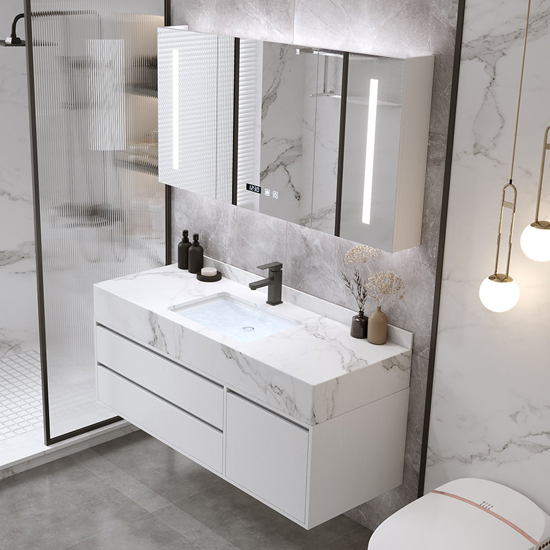 Wall Mount Bathroom Vanity Set Wood Modern Sink Vanity with Mirror Clearhalo 'Bathroom Remodel & Bathroom Fixtures' 'Bathroom Vanities' 'bathroom_vanities' 'Home Improvement' 'home_improvement' 'home_improvement_bathroom_vanities' 7692300