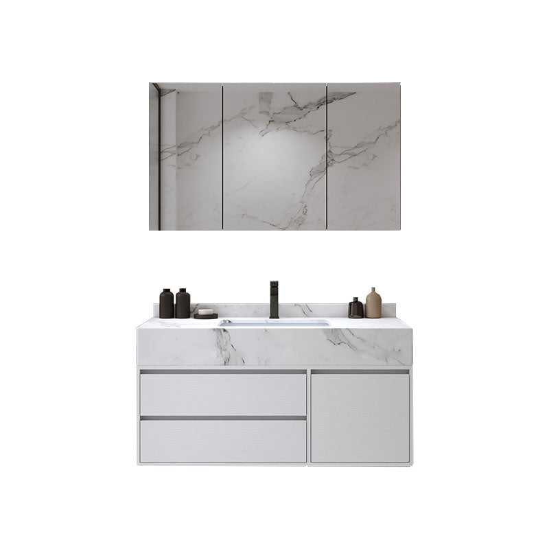 Wall Mount Bathroom Vanity Set Wood Modern Sink Vanity with Mirror Vanity & Faucet & Mirror Cabinet 39"L x 19"W x 22"H Clearhalo 'Bathroom Remodel & Bathroom Fixtures' 'Bathroom Vanities' 'bathroom_vanities' 'Home Improvement' 'home_improvement' 'home_improvement_bathroom_vanities' 7692303