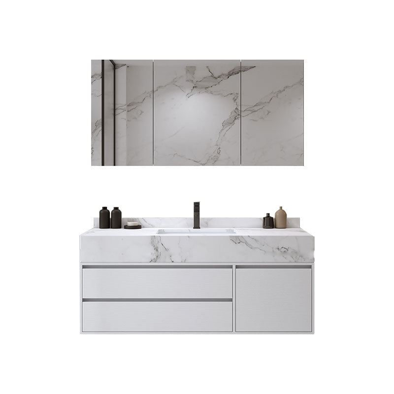 Wall Mount Bathroom Vanity Set Wood Modern Sink Vanity with Mirror Vanity & Faucet & Mirror Cabinet 43"L x 19"W x 22"H Clearhalo 'Bathroom Remodel & Bathroom Fixtures' 'Bathroom Vanities' 'bathroom_vanities' 'Home Improvement' 'home_improvement' 'home_improvement_bathroom_vanities' 7692305