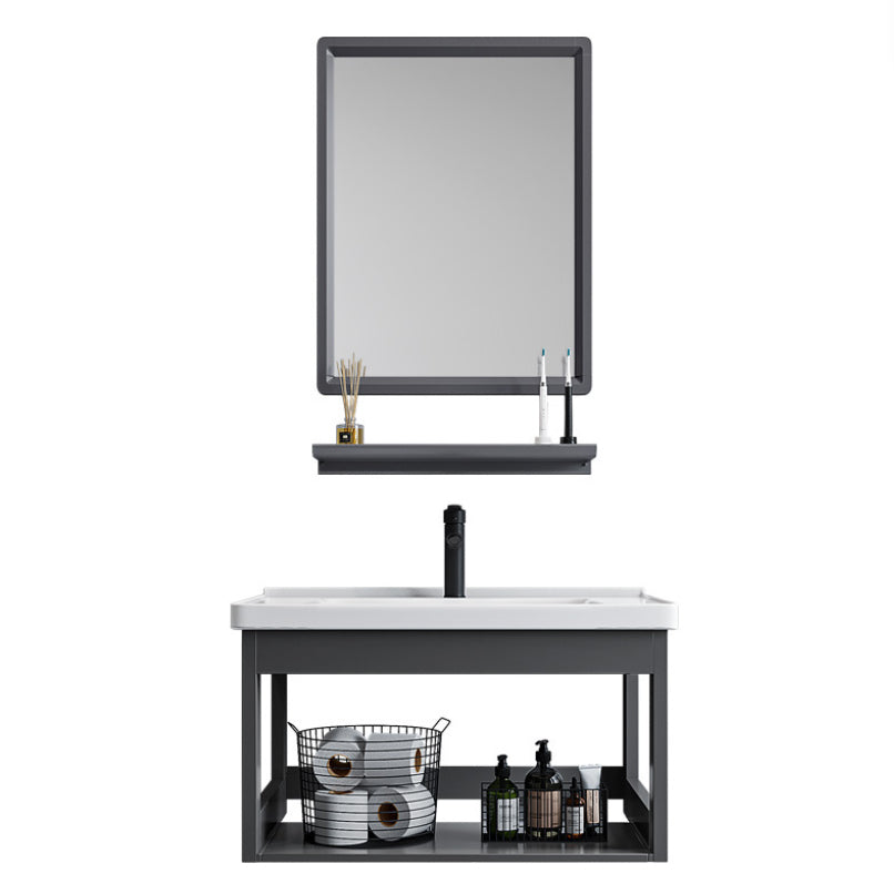 Single Modern Bath Vanity Wall Mount Metal Base Rectangular Bathroom Vanity Clearhalo 'Bathroom Remodel & Bathroom Fixtures' 'Bathroom Vanities' 'bathroom_vanities' 'Home Improvement' 'home_improvement' 'home_improvement_bathroom_vanities' 7692326