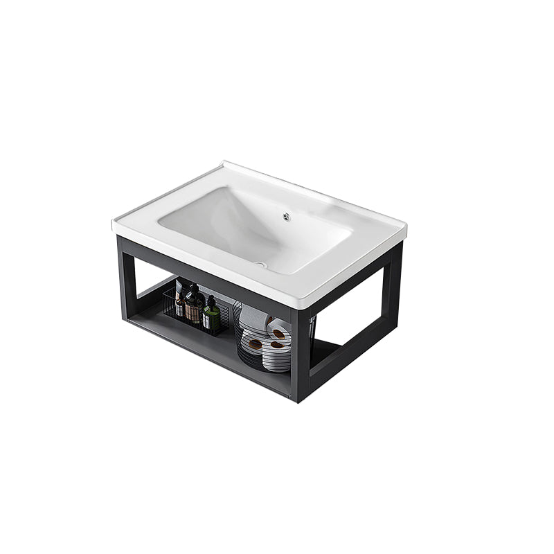 Single Modern Bath Vanity Wall Mount Metal Base Rectangular Bathroom Vanity Bathroom Vanity Ceramic Clearhalo 'Bathroom Remodel & Bathroom Fixtures' 'Bathroom Vanities' 'bathroom_vanities' 'Home Improvement' 'home_improvement' 'home_improvement_bathroom_vanities' 7692341