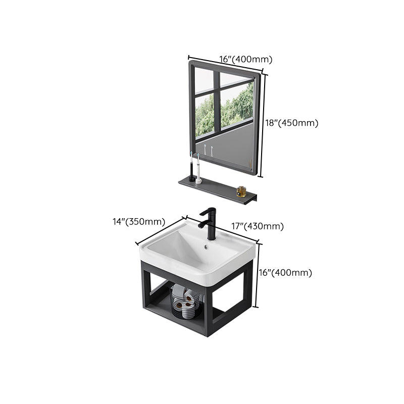 Single Modern Bath Vanity Wall Mount Metal Base Rectangular Bathroom Vanity Clearhalo 'Bathroom Remodel & Bathroom Fixtures' 'Bathroom Vanities' 'bathroom_vanities' 'Home Improvement' 'home_improvement' 'home_improvement_bathroom_vanities' 7692361