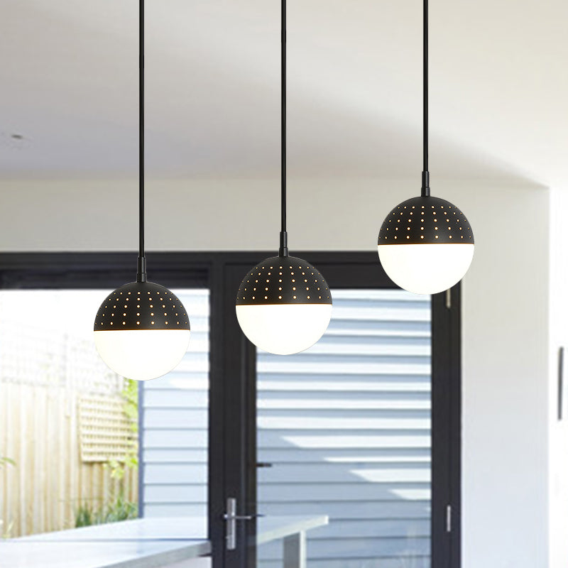 Globe/Ellipse Suspension Light with Opal White Glass Shade Metal Nordic 1 Light Black/White/Pink Hanging Pendant Light for Bedroom Clearhalo 'Ceiling Lights' 'Modern Pendants' 'Modern' 'Pendant Lights' 'Pendants' Lighting' 769237