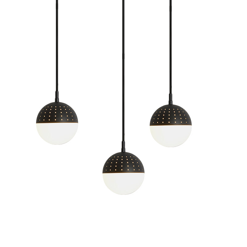 Globe/Ellipse Suspension Light with Opal White Glass Shade Metal Nordic 1 Light Black/White/Pink Hanging Pendant Light for Bedroom Clearhalo 'Ceiling Lights' 'Modern Pendants' 'Modern' 'Pendant Lights' 'Pendants' Lighting' 769239