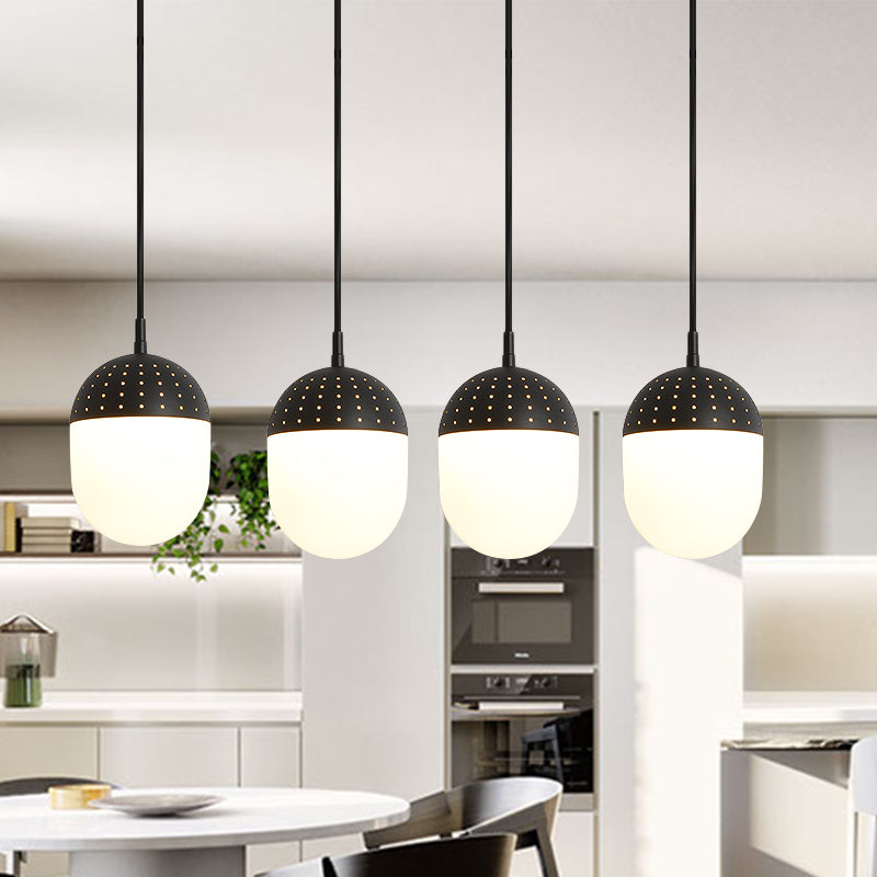 Globe/Ellipse Suspension Light with Opal White Glass Shade Metal Nordic 1 Light Black/White/Pink Hanging Pendant Light for Bedroom Clearhalo 'Ceiling Lights' 'Modern Pendants' 'Modern' 'Pendant Lights' 'Pendants' Lighting' 769242