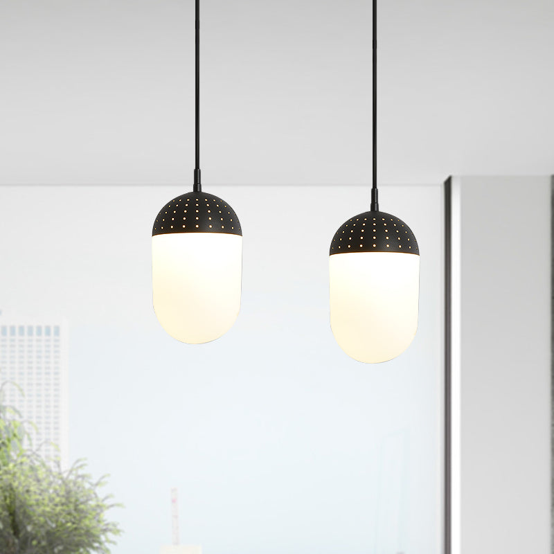 Globe/Ellipse Suspension Light with Opal White Glass Shade Metal Nordic 1 Light Black/White/Pink Hanging Pendant Light for Bedroom Clearhalo 'Ceiling Lights' 'Modern Pendants' 'Modern' 'Pendant Lights' 'Pendants' Lighting' 769244