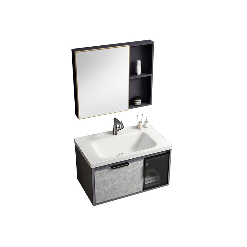 Single Sink Bathroom Sink Vanity Metal Wall Mounted Bathroom Sink Vanity Vanity & Faucet & Mirror Cabinet Clearhalo 'Bathroom Remodel & Bathroom Fixtures' 'Bathroom Vanities' 'bathroom_vanities' 'Home Improvement' 'home_improvement' 'home_improvement_bathroom_vanities' 7692488