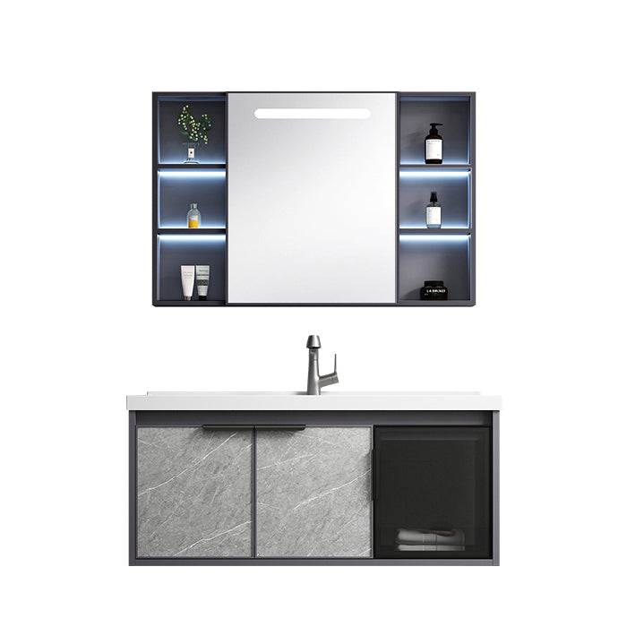 Single Sink Bathroom Sink Vanity Metal Wall Mounted Bathroom Sink Vanity Clearhalo 'Bathroom Remodel & Bathroom Fixtures' 'Bathroom Vanities' 'bathroom_vanities' 'Home Improvement' 'home_improvement' 'home_improvement_bathroom_vanities' 7692493