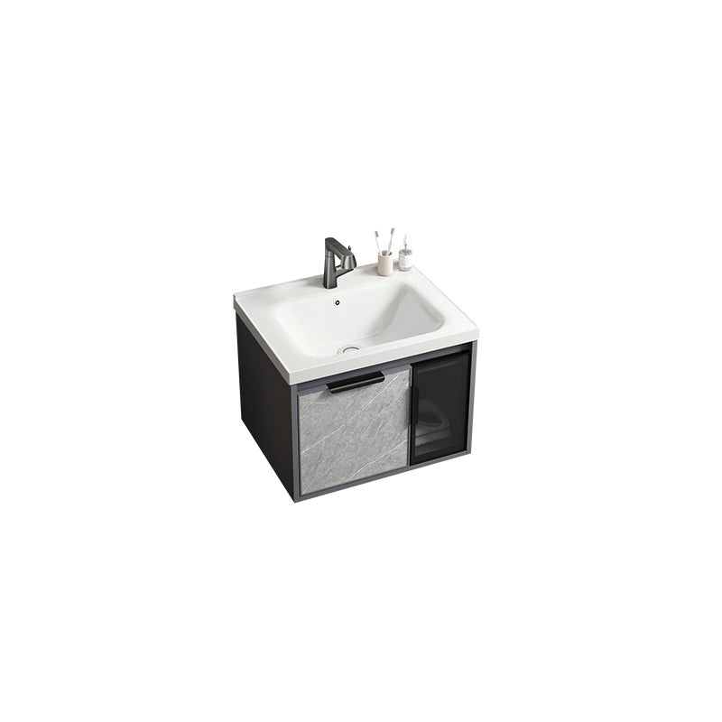 Single Sink Bathroom Sink Vanity Metal Wall Mounted Bathroom Sink Vanity Vanity & Faucet 24"L x 16"W x 17"H Clearhalo 'Bathroom Remodel & Bathroom Fixtures' 'Bathroom Vanities' 'bathroom_vanities' 'Home Improvement' 'home_improvement' 'home_improvement_bathroom_vanities' 7692496