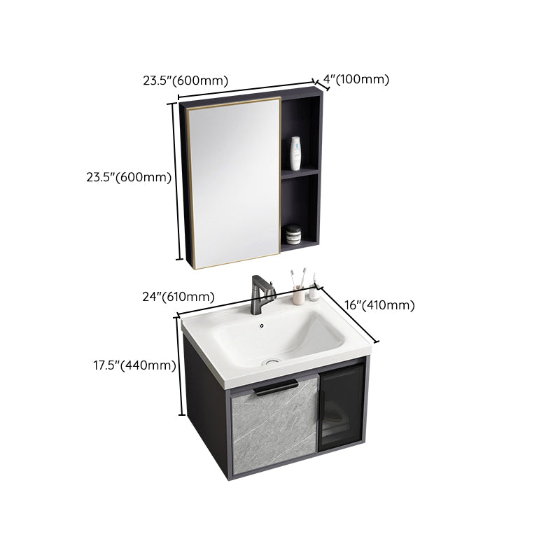 Single Sink Bathroom Sink Vanity Metal Wall Mounted Bathroom Sink Vanity Clearhalo 'Bathroom Remodel & Bathroom Fixtures' 'Bathroom Vanities' 'bathroom_vanities' 'Home Improvement' 'home_improvement' 'home_improvement_bathroom_vanities' 7692507