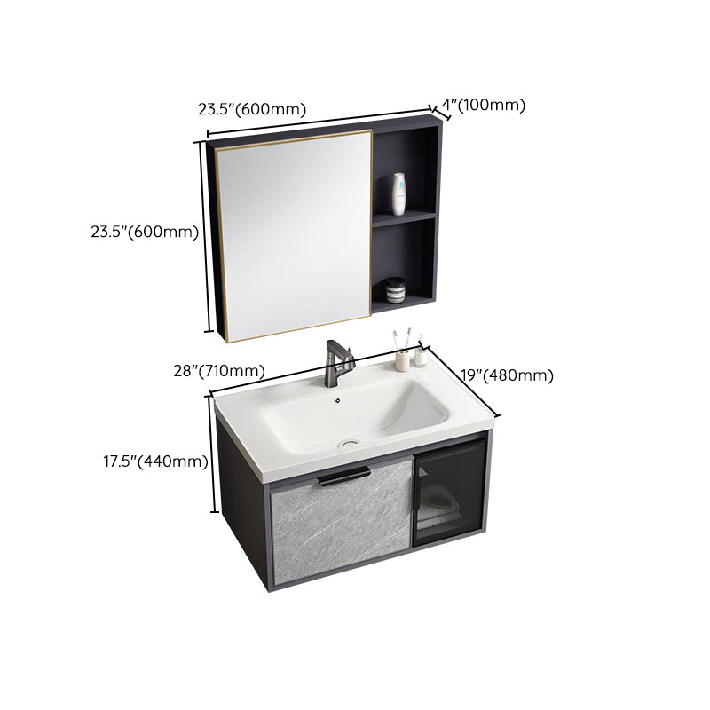 Single Sink Bathroom Sink Vanity Metal Wall Mounted Bathroom Sink Vanity Clearhalo 'Bathroom Remodel & Bathroom Fixtures' 'Bathroom Vanities' 'bathroom_vanities' 'Home Improvement' 'home_improvement' 'home_improvement_bathroom_vanities' 7692508