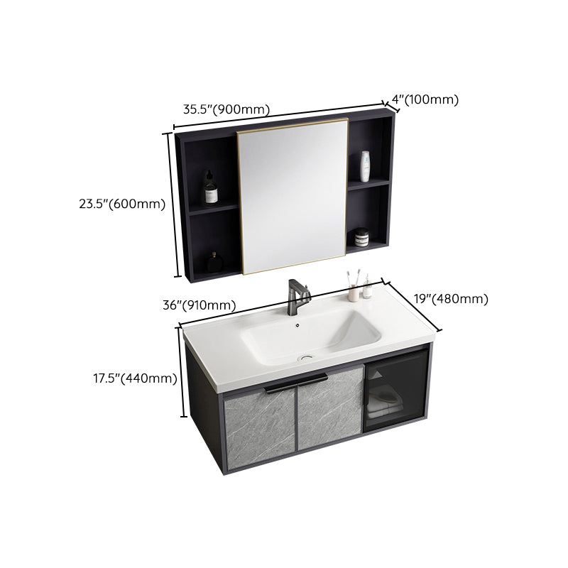 Single Sink Bathroom Sink Vanity Metal Wall Mounted Bathroom Sink Vanity Clearhalo 'Bathroom Remodel & Bathroom Fixtures' 'Bathroom Vanities' 'bathroom_vanities' 'Home Improvement' 'home_improvement' 'home_improvement_bathroom_vanities' 7692510