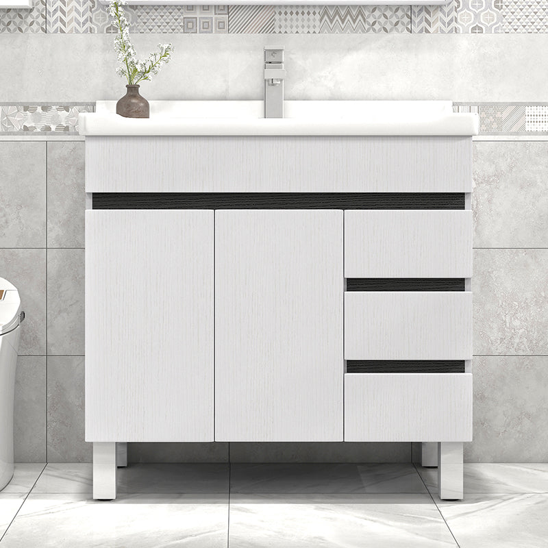 Modern Single Sink Vanity Set Rectangle Ceramic Top Bathroom Vanity Clearhalo 'Bathroom Remodel & Bathroom Fixtures' 'Bathroom Vanities' 'bathroom_vanities' 'Home Improvement' 'home_improvement' 'home_improvement_bathroom_vanities' 7692560