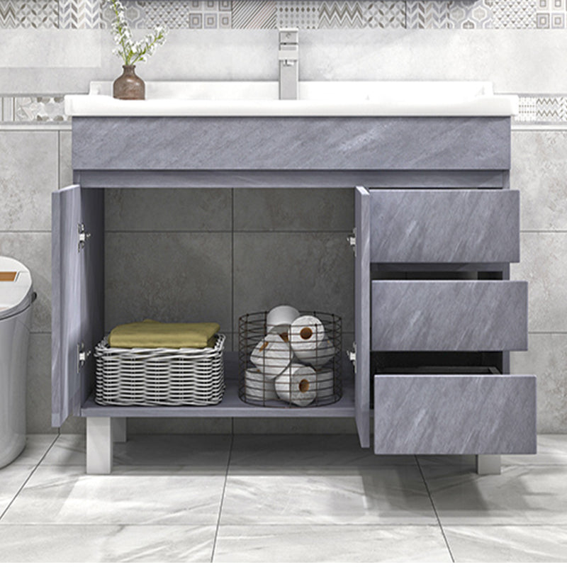 Modern Single Sink Vanity Set Rectangle Ceramic Top Bathroom Vanity Clearhalo 'Bathroom Remodel & Bathroom Fixtures' 'Bathroom Vanities' 'bathroom_vanities' 'Home Improvement' 'home_improvement' 'home_improvement_bathroom_vanities' 7692564