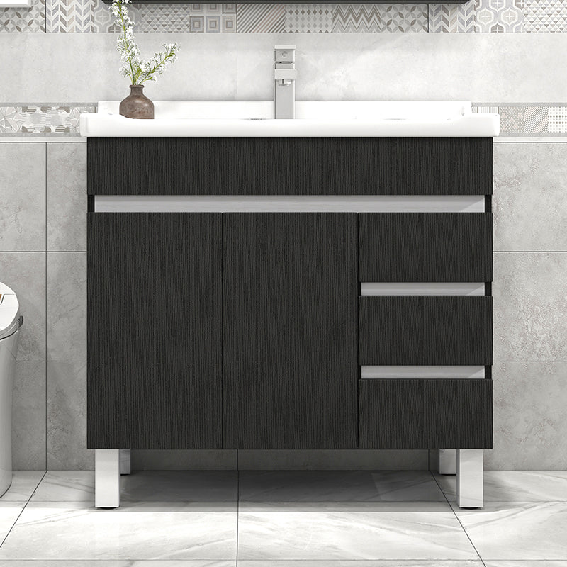 Modern Single Sink Vanity Set Rectangle Ceramic Top Bathroom Vanity Clearhalo 'Bathroom Remodel & Bathroom Fixtures' 'Bathroom Vanities' 'bathroom_vanities' 'Home Improvement' 'home_improvement' 'home_improvement_bathroom_vanities' 7692566