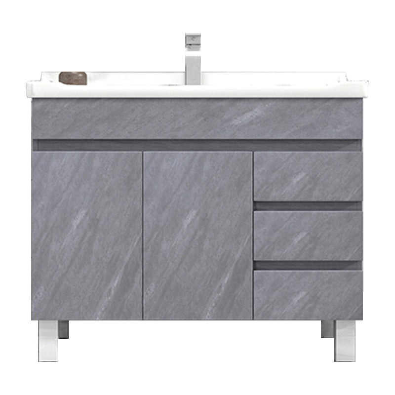 Modern Single Sink Vanity Set Rectangle Ceramic Top Bathroom Vanity Vanity & Faucet 32"L x 19"W x 32"H Gray Clearhalo 'Bathroom Remodel & Bathroom Fixtures' 'Bathroom Vanities' 'bathroom_vanities' 'Home Improvement' 'home_improvement' 'home_improvement_bathroom_vanities' 7692567