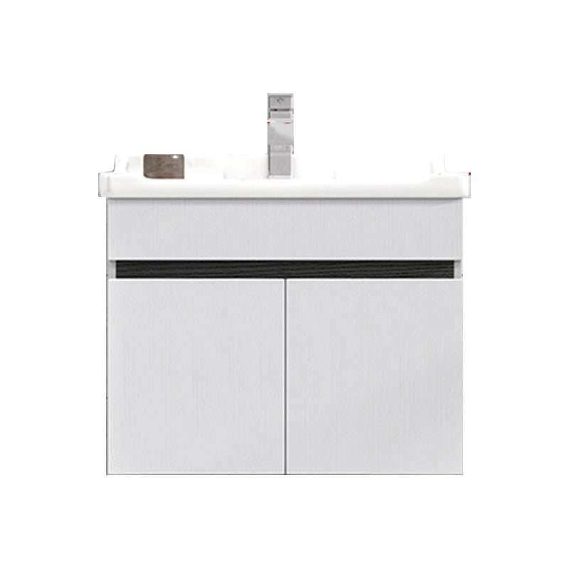 Modern Single Sink Vanity Set Rectangle Ceramic Top Bathroom Vanity Vanity & Faucet 28"L x 19"W x 19"H White Clearhalo 'Bathroom Remodel & Bathroom Fixtures' 'Bathroom Vanities' 'bathroom_vanities' 'Home Improvement' 'home_improvement' 'home_improvement_bathroom_vanities' 7692569