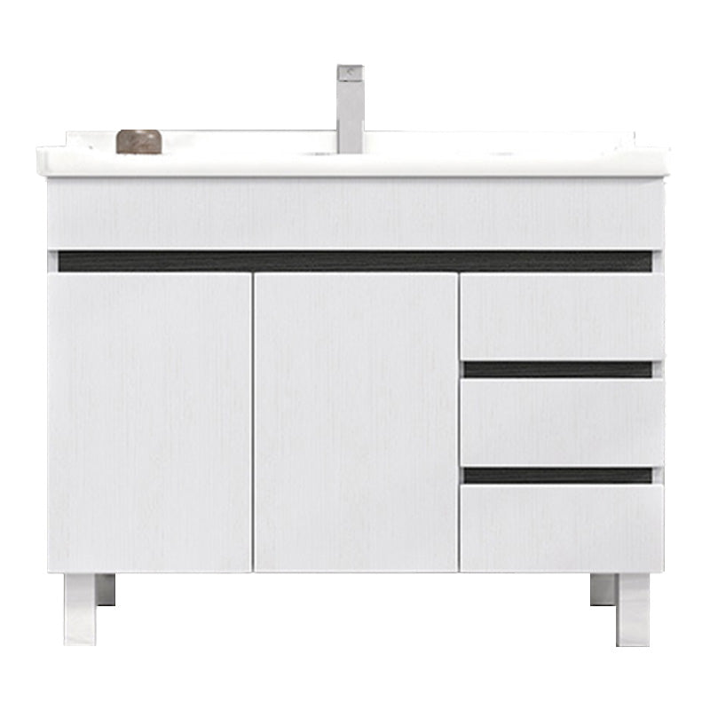 Modern Single Sink Vanity Set Rectangle Ceramic Top Bathroom Vanity Vanity & Faucet 36"L x 19"W x 32"H White Clearhalo 'Bathroom Remodel & Bathroom Fixtures' 'Bathroom Vanities' 'bathroom_vanities' 'Home Improvement' 'home_improvement' 'home_improvement_bathroom_vanities' 7692575