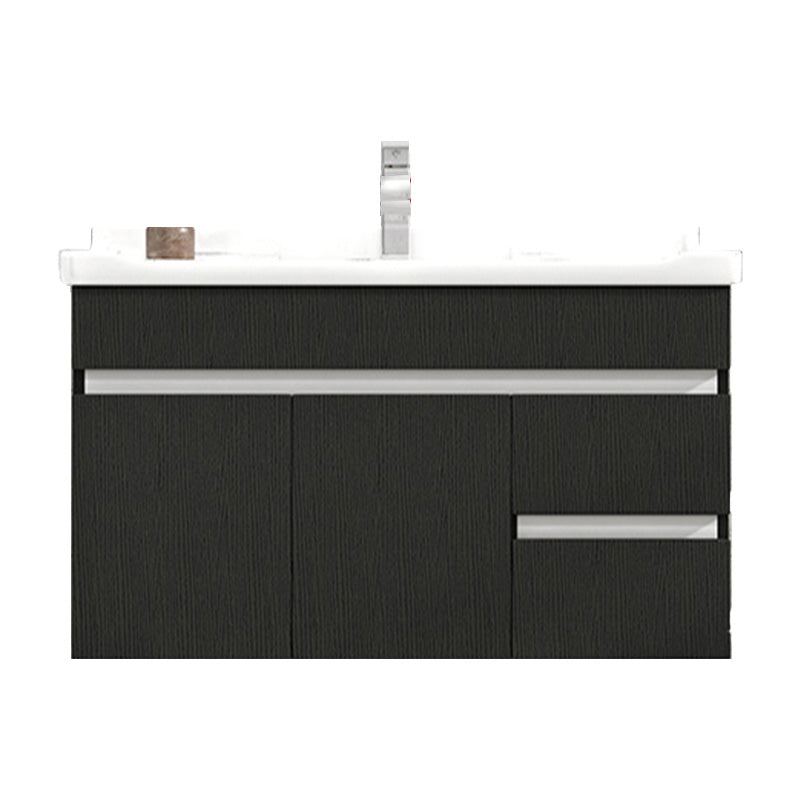 Modern Single Sink Vanity Set Rectangle Ceramic Top Bathroom Vanity Vanity & Faucet 40"L x 19"W x 19"H Black Clearhalo 'Bathroom Remodel & Bathroom Fixtures' 'Bathroom Vanities' 'bathroom_vanities' 'Home Improvement' 'home_improvement' 'home_improvement_bathroom_vanities' 7692584