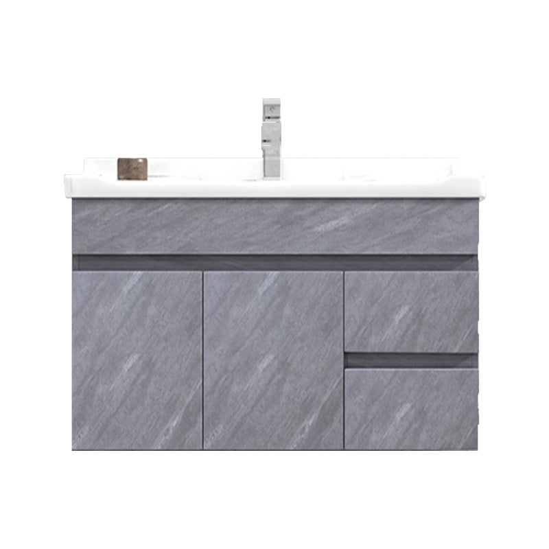 Modern Single Sink Vanity Set Rectangle Ceramic Top Bathroom Vanity Vanity & Faucet 40"L x 19"W x 19"H Gray Clearhalo 'Bathroom Remodel & Bathroom Fixtures' 'Bathroom Vanities' 'bathroom_vanities' 'Home Improvement' 'home_improvement' 'home_improvement_bathroom_vanities' 7692587