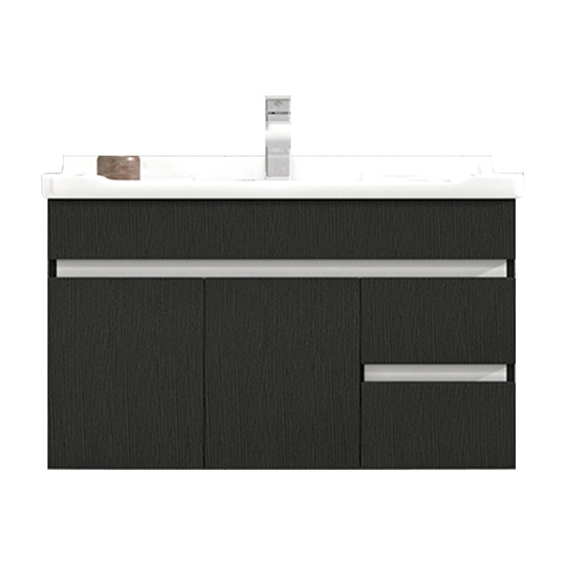 Modern Single Sink Vanity Set Rectangle Ceramic Top Bathroom Vanity Vanity & Faucet 32"L x 19"W x 19"H Black Clearhalo 'Bathroom Remodel & Bathroom Fixtures' 'Bathroom Vanities' 'bathroom_vanities' 'Home Improvement' 'home_improvement' 'home_improvement_bathroom_vanities' 7692588